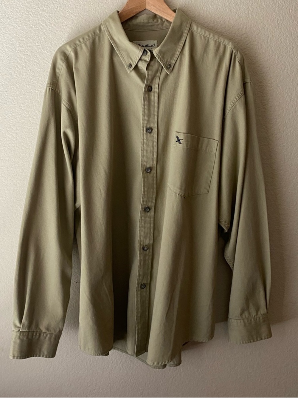 Vintage Eddie Bauer Men’s Shirt XL Tan Button Down 100% Cotton SOFT Y2K 90’s